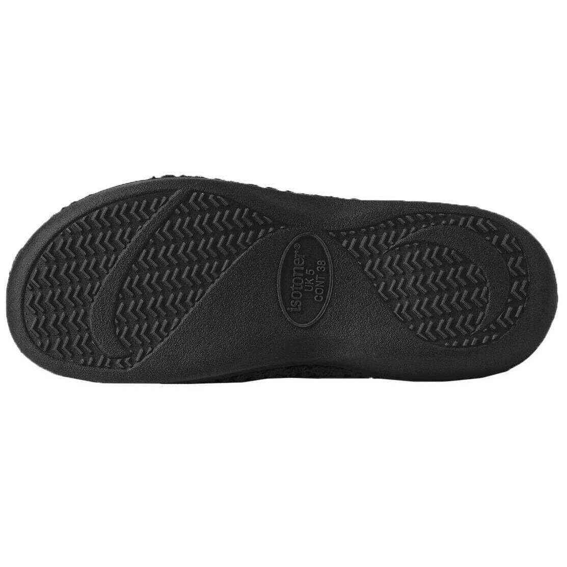 Isotoner Popcorn Terry Mule Slippers - Black - Image 5