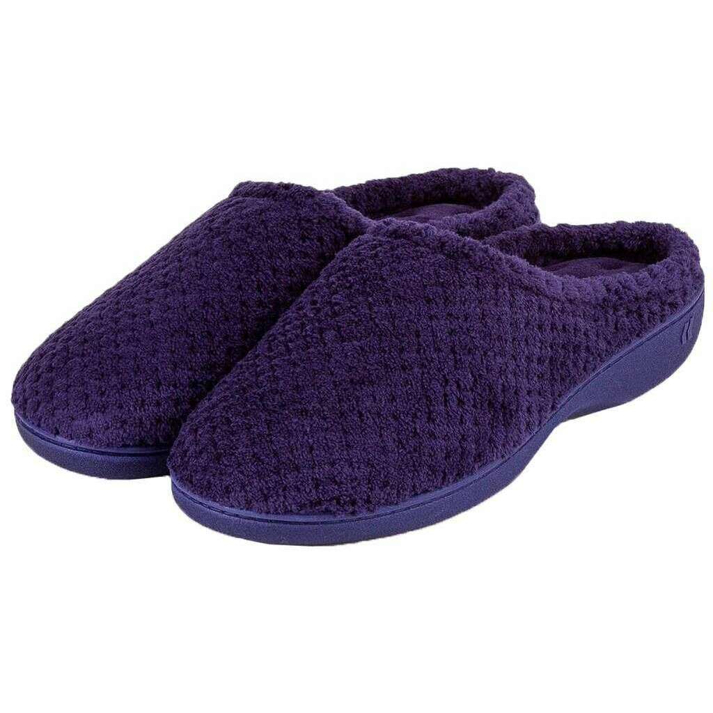 Isotoner Popcorn Terry Mule Slippers - Navy