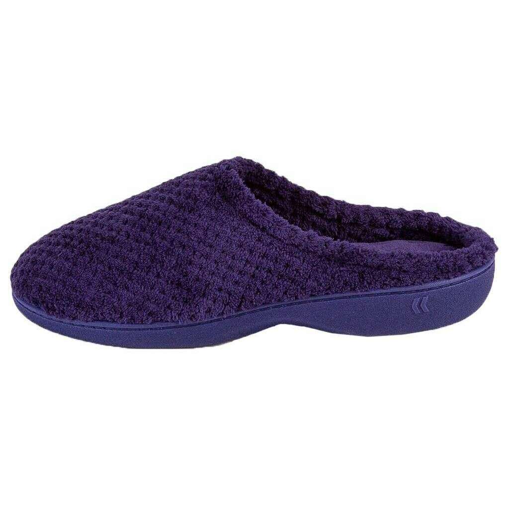 Isotoner Popcorn Terry Mule Slippers - Navy - Image 3