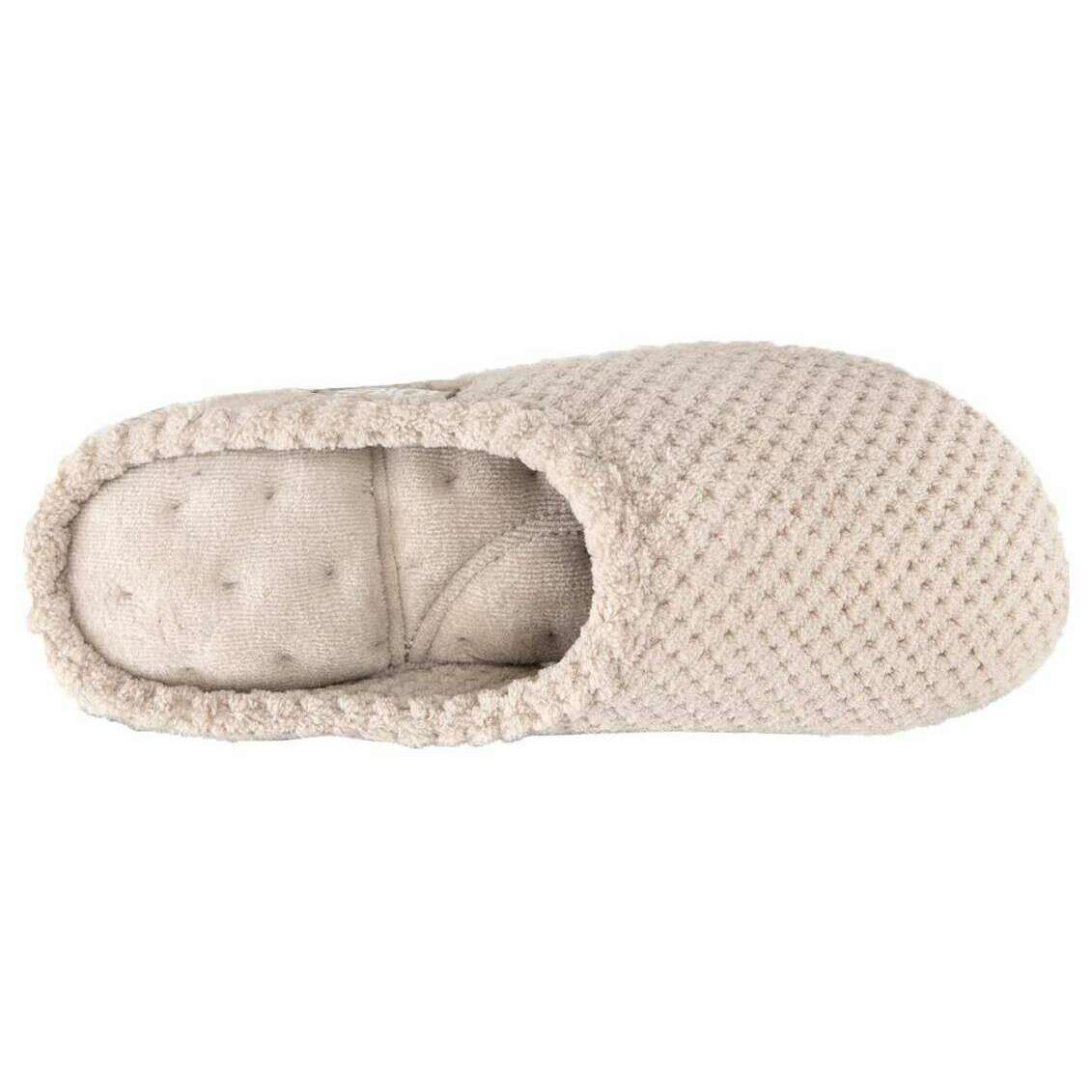 Isotoner Popcorn Terry Mule Slippers - Oat Beige - Image 4