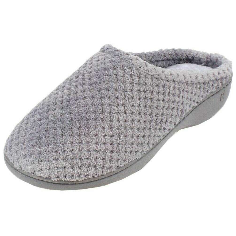 Isotoner Popcorn Terry Mule Slippers - Pale Grey - Image 2