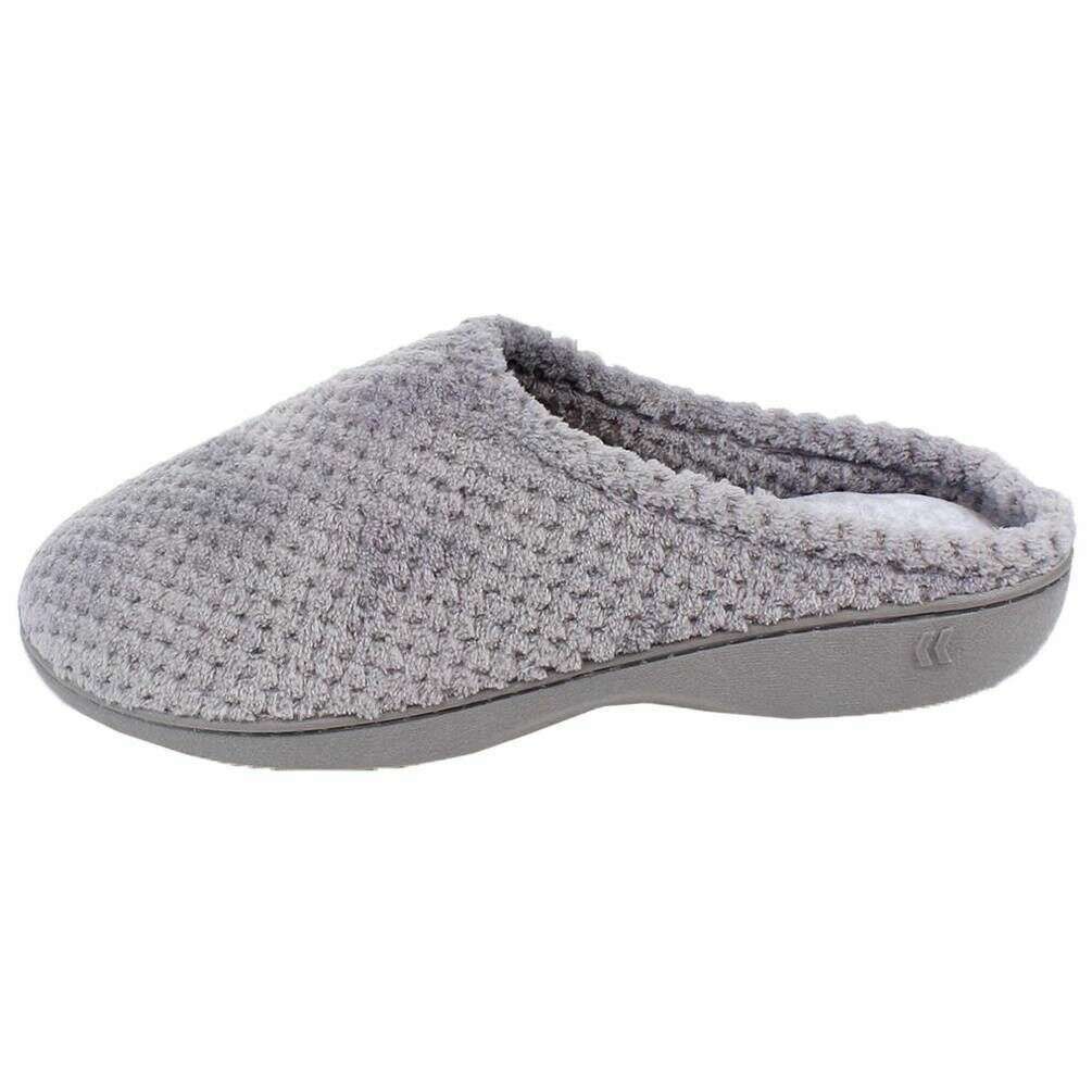 Isotoner Popcorn Terry Mule Slippers - Pale Grey - Image 3