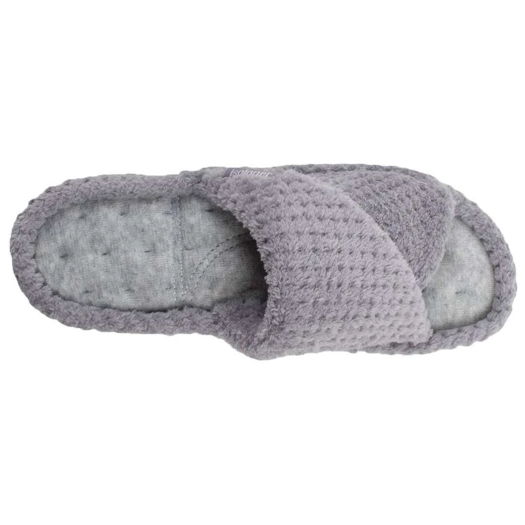 Isotoner Popcorn Turnover Open Toe Slippers - Pale Grey - Image 4