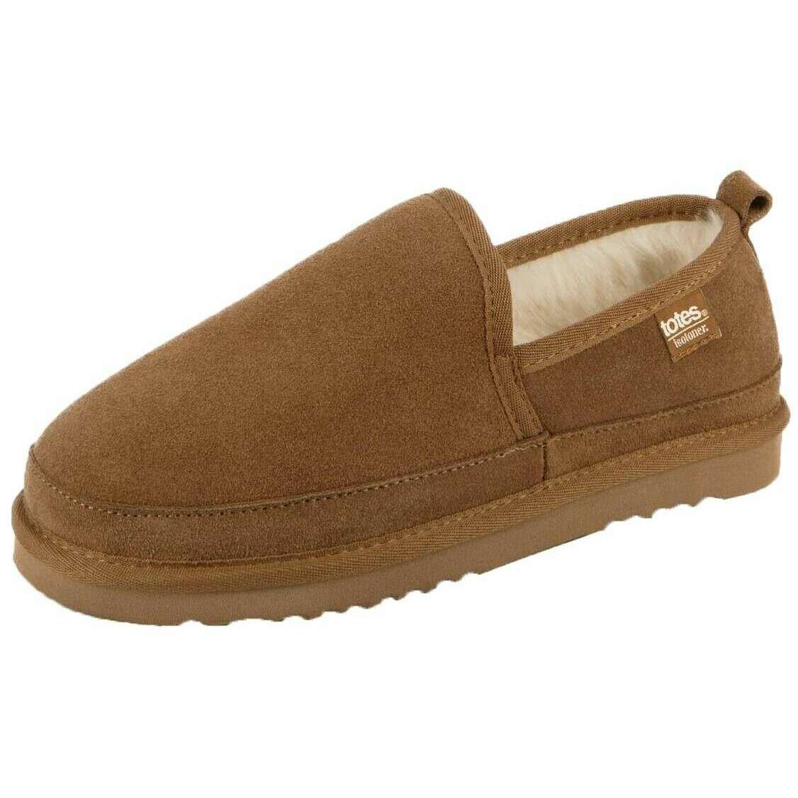 Isotoner Real Suede Full Back Slippers - Tan - Image 2