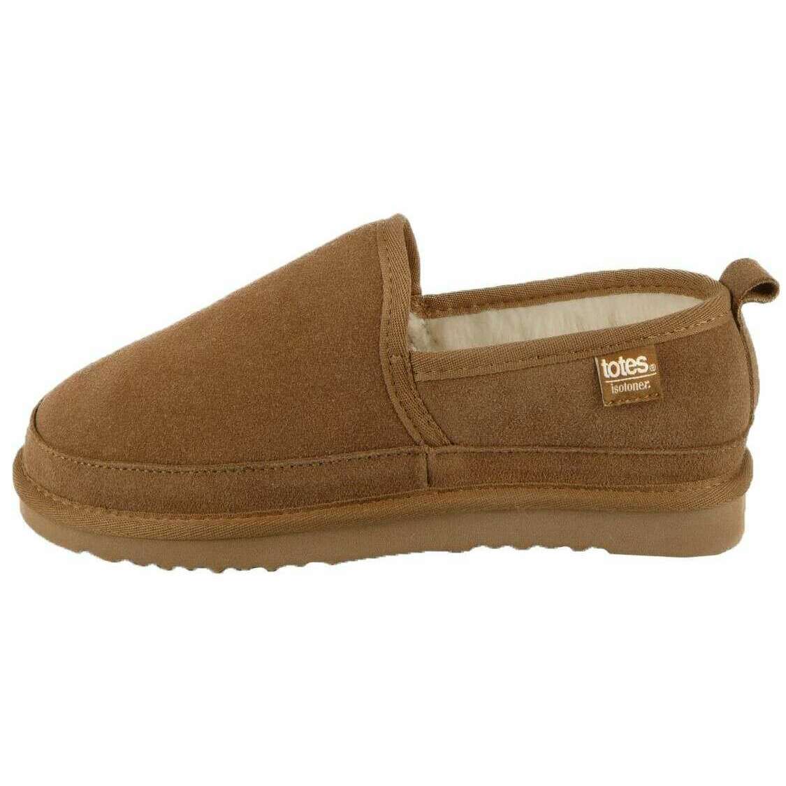 Isotoner Real Suede Full Back Slippers - Tan - Image 3