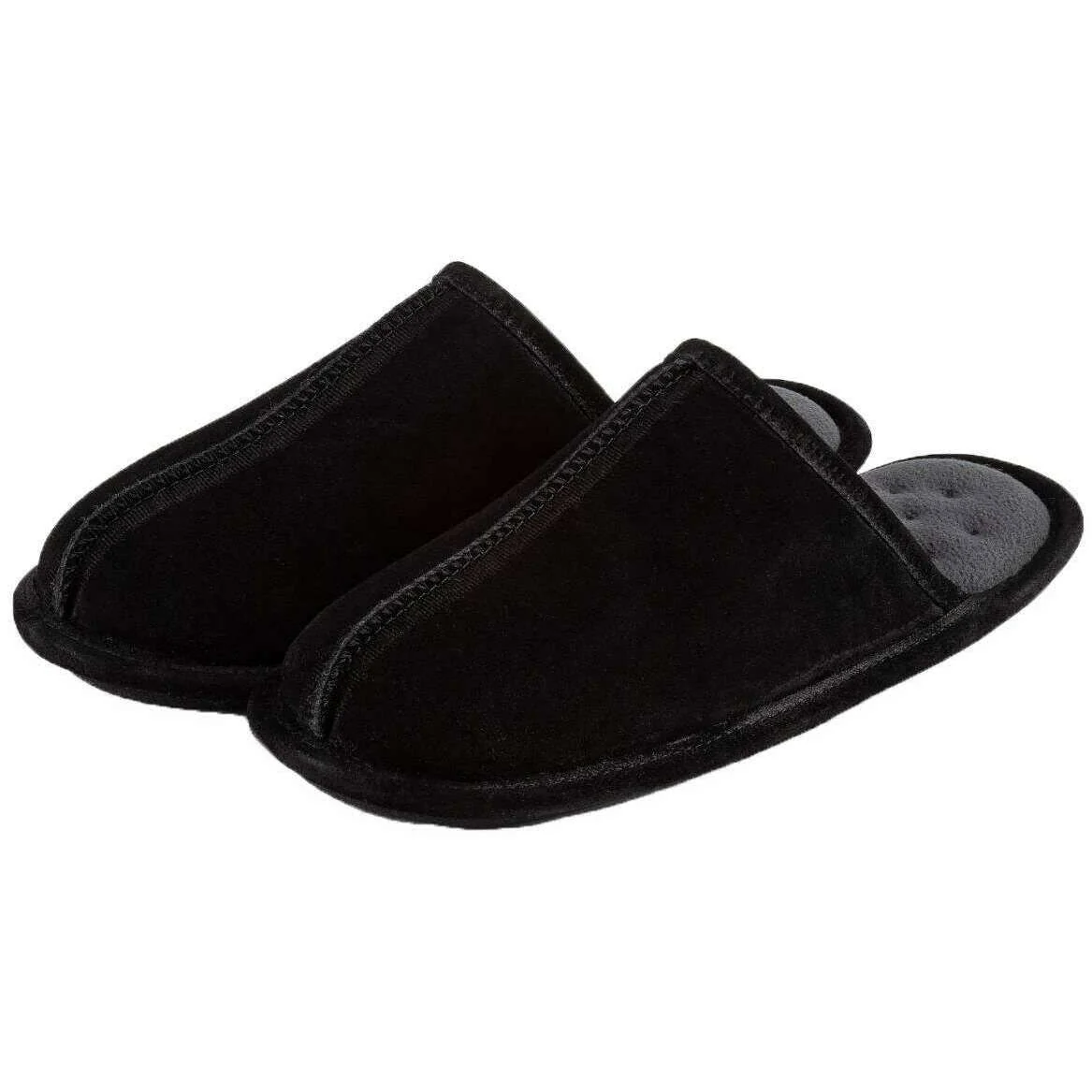 Isotoner Real Suede Mule Slippers - Black