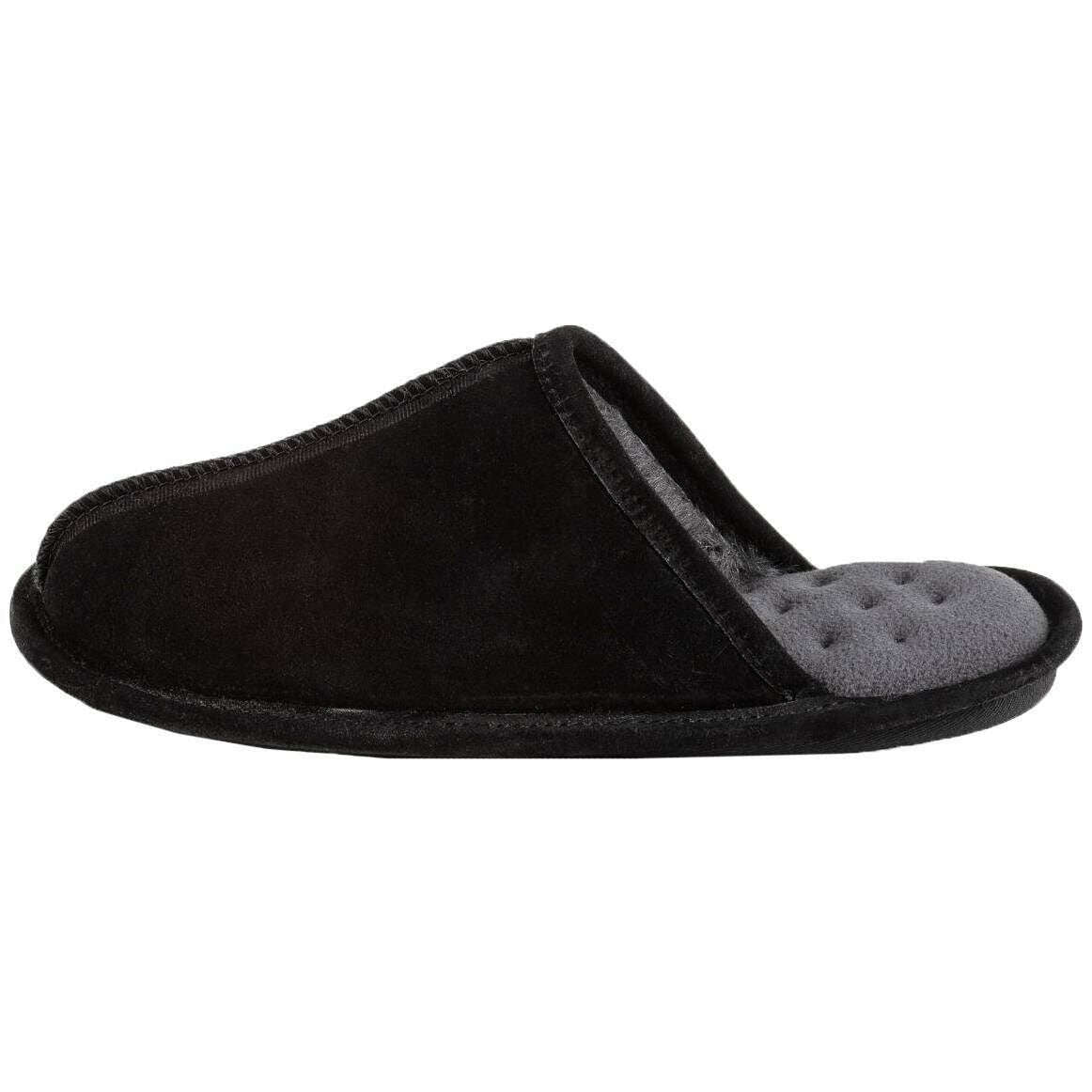 Isotoner Real Suede Mule Slippers - Black - Image 3