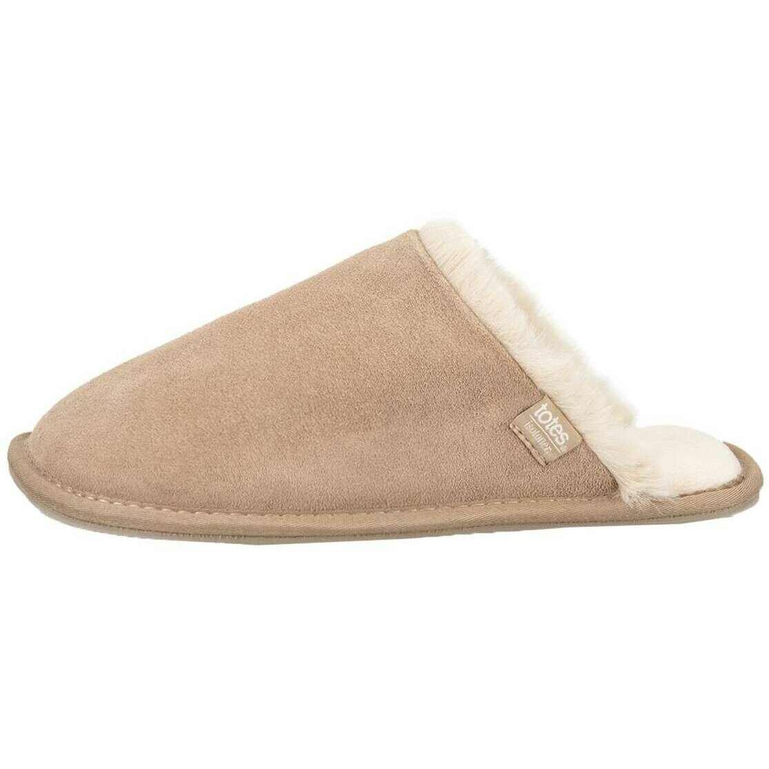 Isotoner Real Suede Mule Slippers - Sand Beige - Image 3