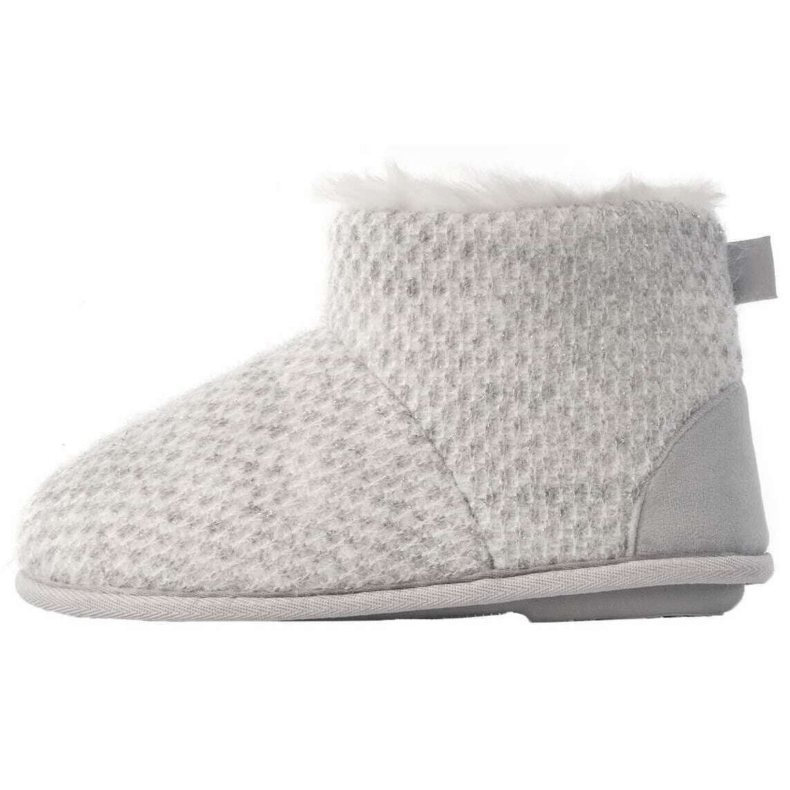Isotoner Sparkle Knit Boot Slippers - Light Grey - Image 3