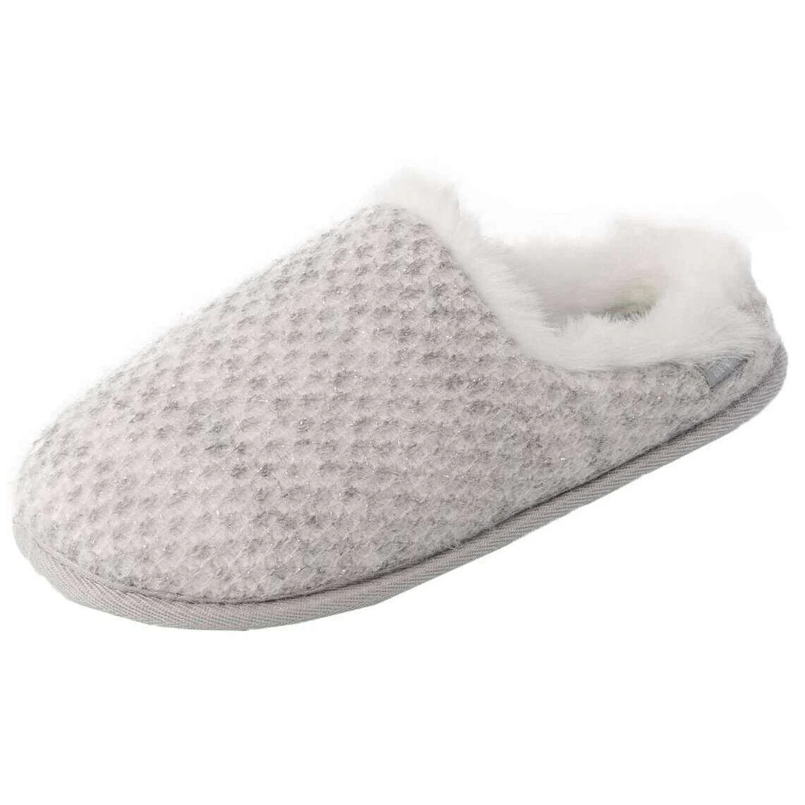 Isotoner Sparkle Knit Swept Back Mule Slippers - Light Grey - Image 2