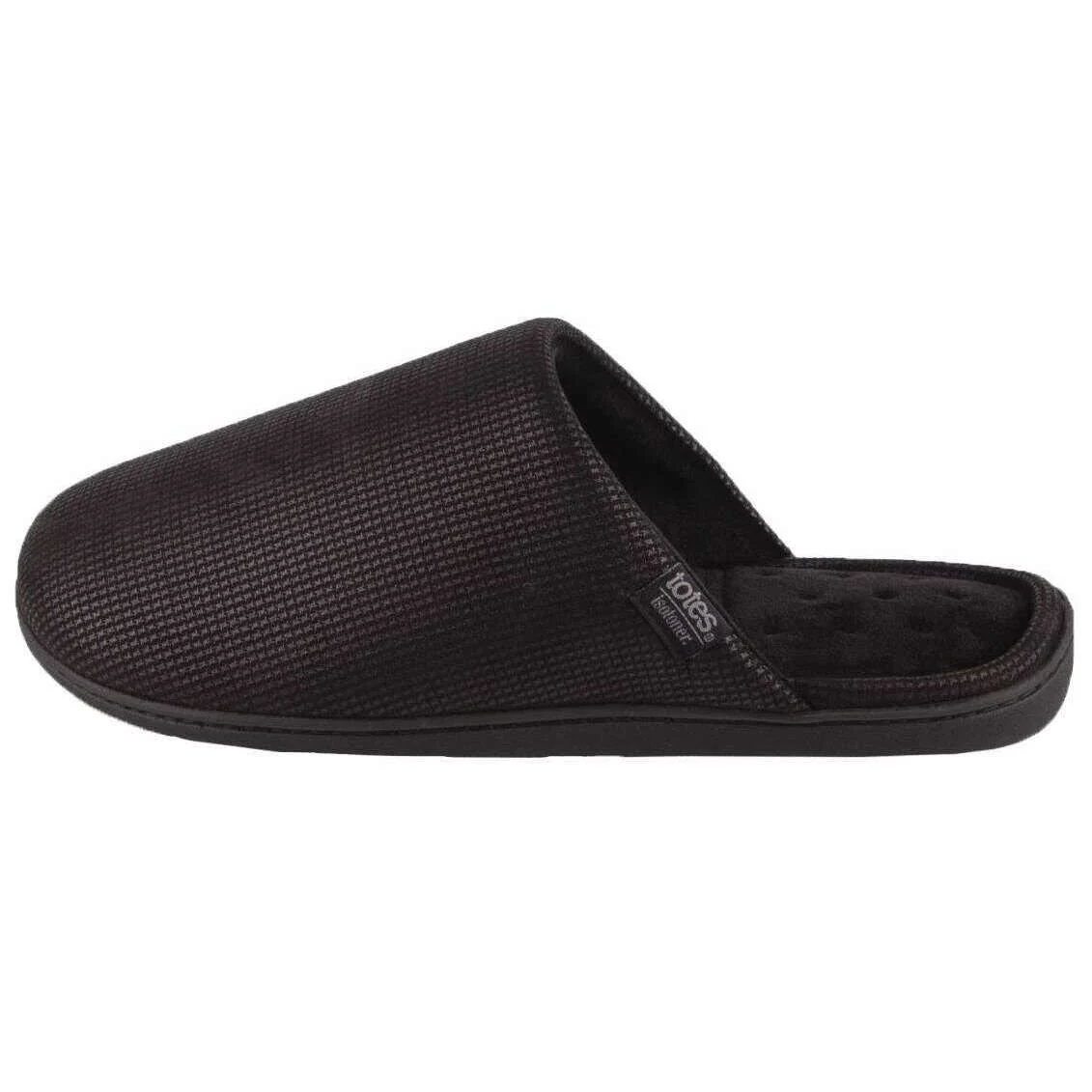 Isotoner Square Patterned Smart Mule Slippers - Black - Image 3