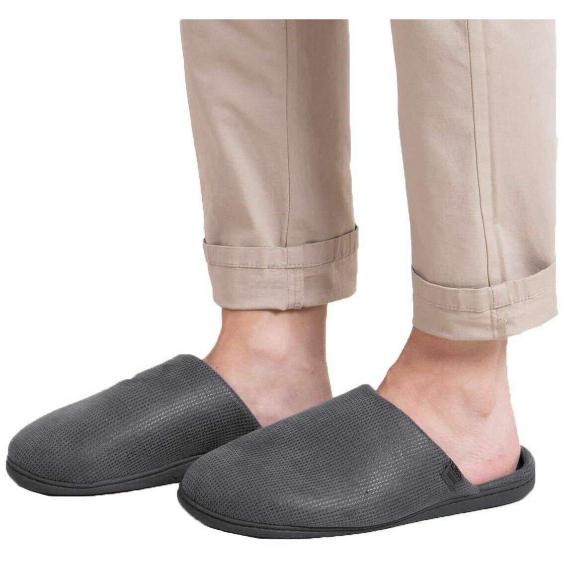 Isotoner Square Patterned Smart Mule Slippers - Grey - Image 6