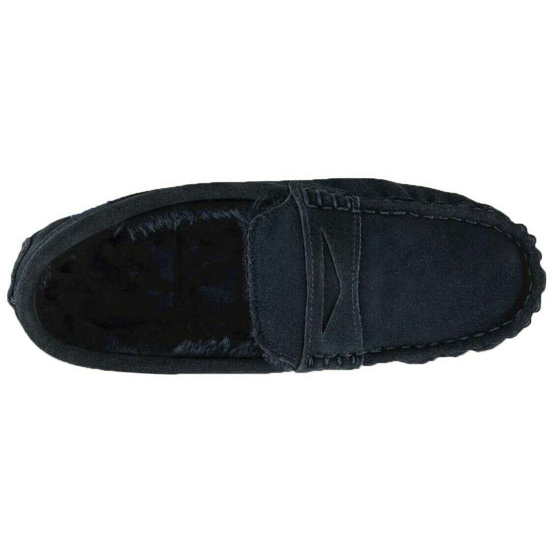 Isotoner Suede Moccasin Slippers - Navy - Image 4