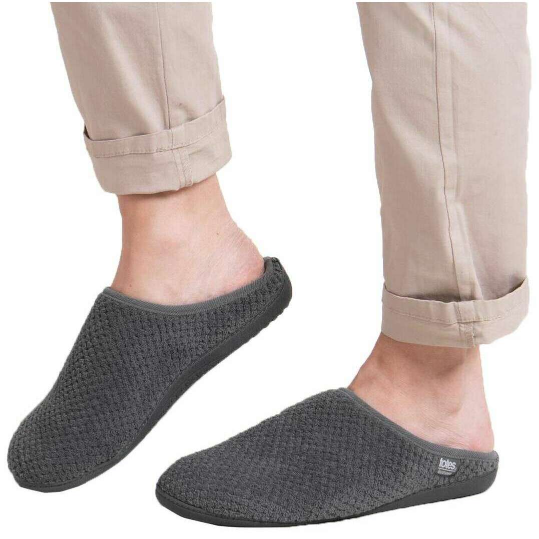 Isotoner Swept Back Popcorn Mule Slippers - Grey - Image 6