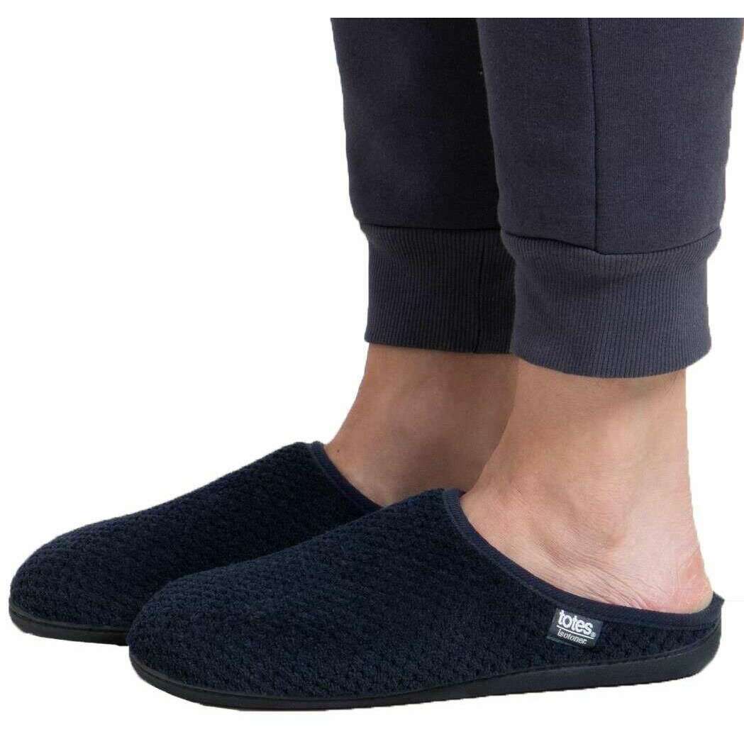 Isotoner Swept Back Popcorn Mule Slippers - Navy - Image 6