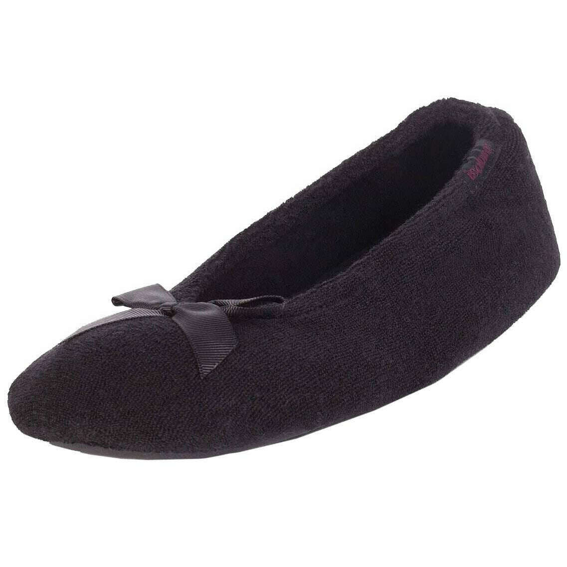 Isotoner Terry Ballerina Slippers - Black - Image 2