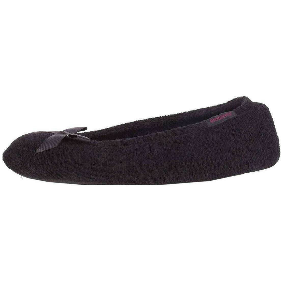 Isotoner Terry Ballerina Slippers - Black - Image 3