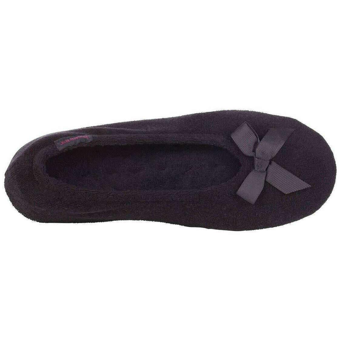 Isotoner Terry Ballerina Slippers - Black - Image 4