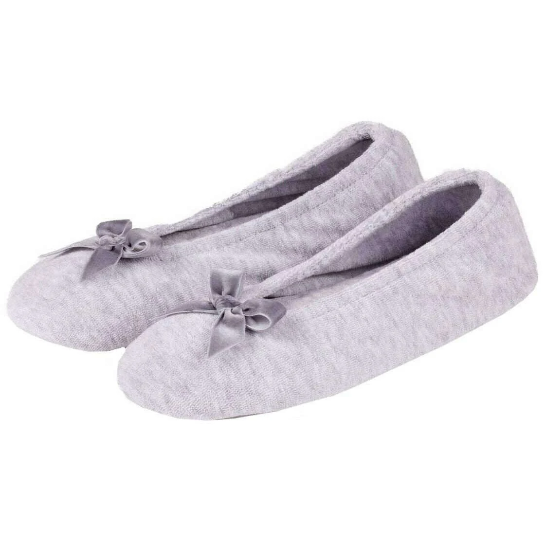 Isotoner Terry Ballerina Slippers - Grey