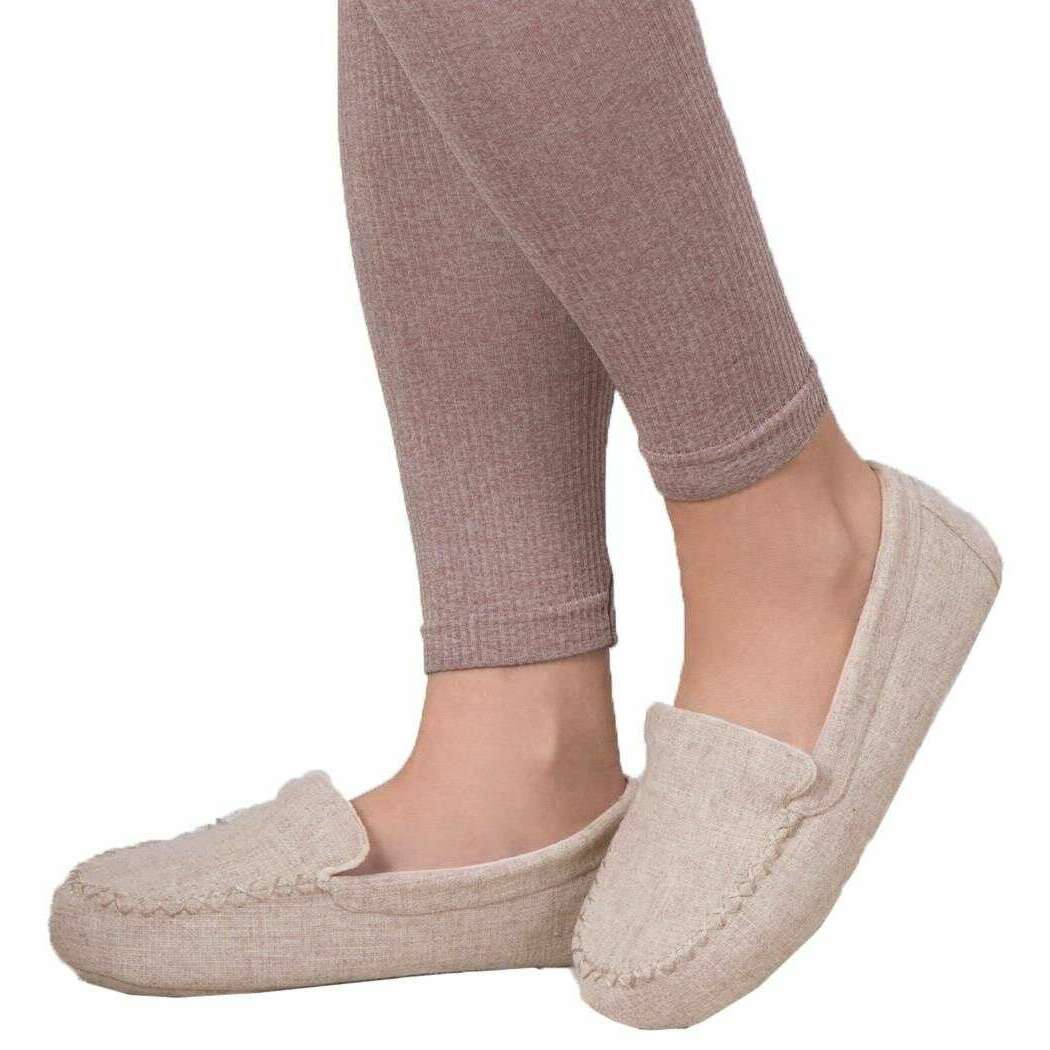 Isotoner Textured Moccasin Slippers - Light Brown - Image 6