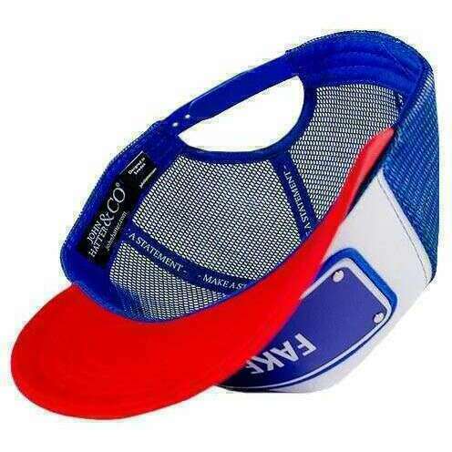 John Hatter Fake Aluminium Trucker Cap - Blue/Red/White - Image 5