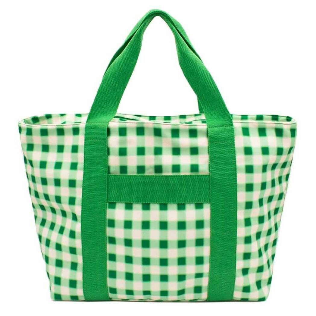 Kind Bag London Carryall Tote Bag - Blurred Plaid Green