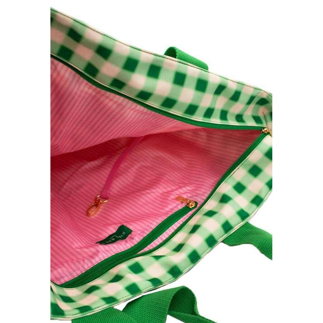 Kind Bag London Carryall Tote Bag - Blurred Plaid Green - Image 3