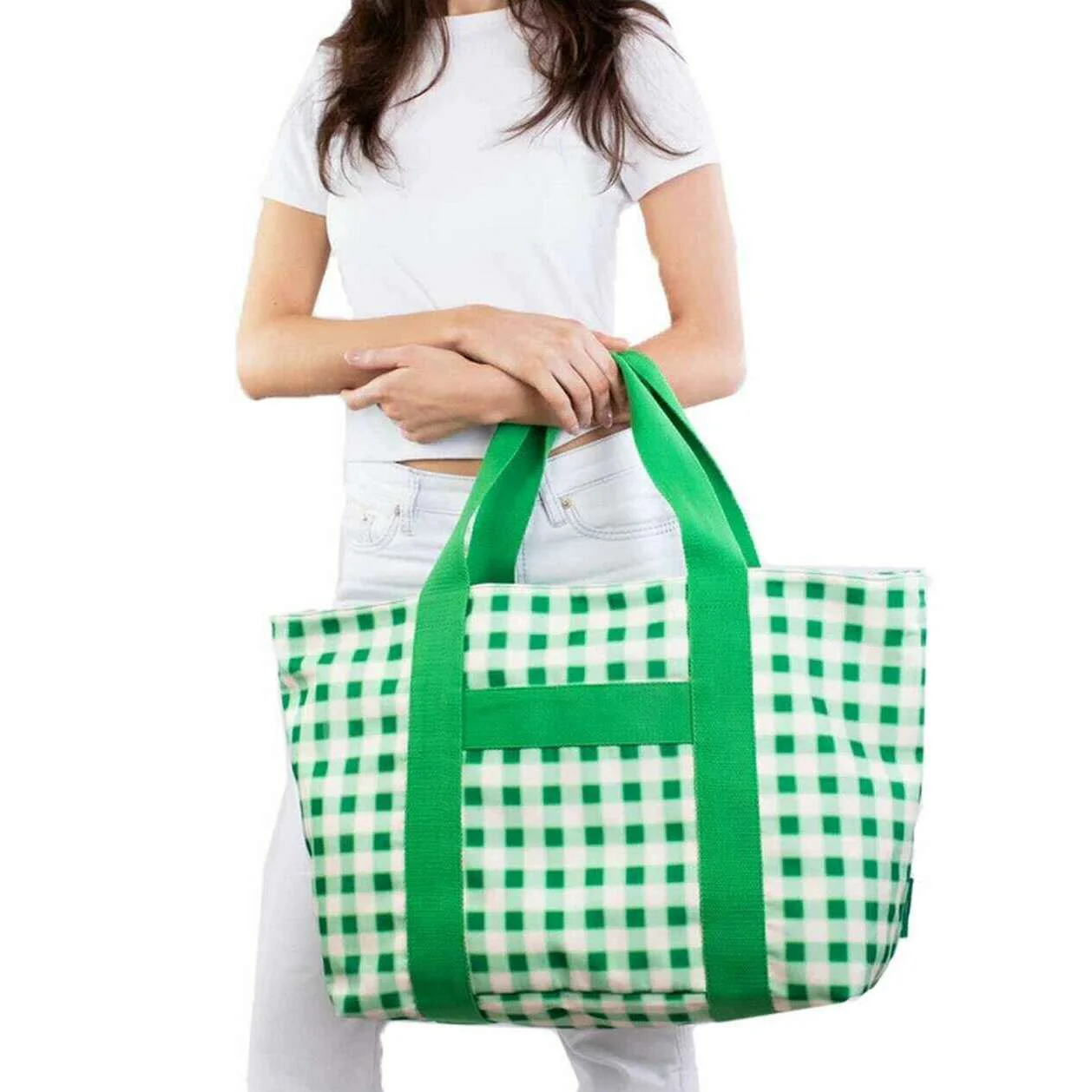 Kind Bag London Carryall Tote Bag - Blurred Plaid Green - Image 5