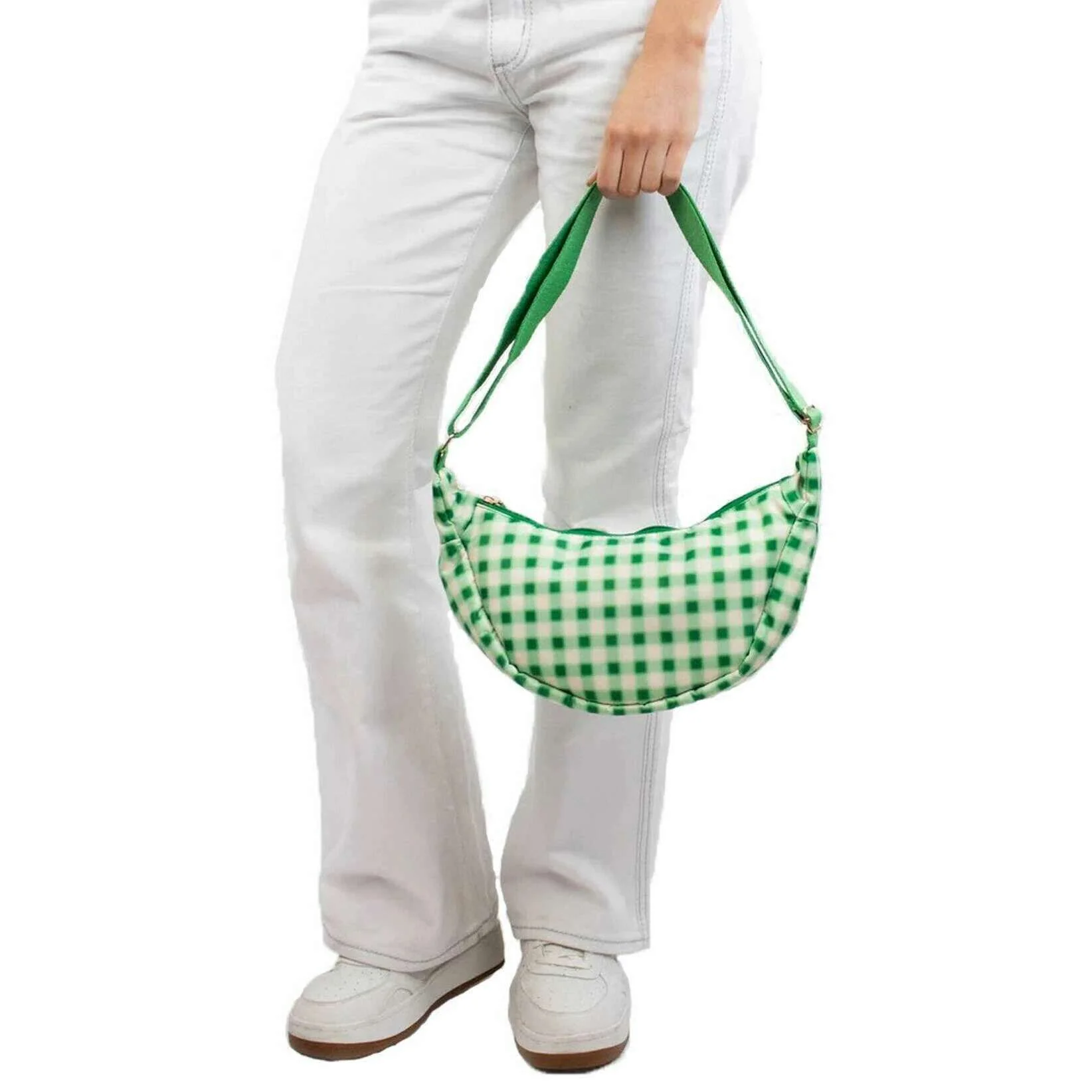 Kind Bag London Crossbody Bag - Blurred Plaid Green - Image 5
