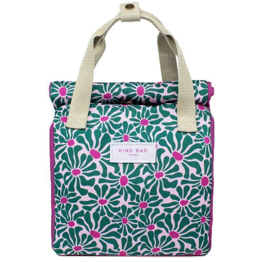 Kind Bag London Lunch Bag - Abstract Flowers Green/Purple