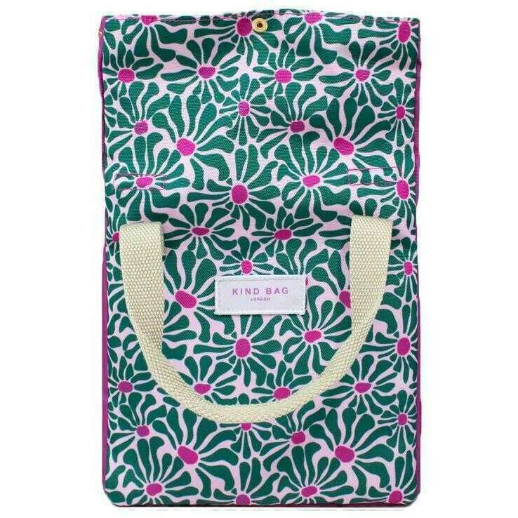 Kind Bag London Lunch Bag - Abstract Flowers Green/Purple - Image 2
