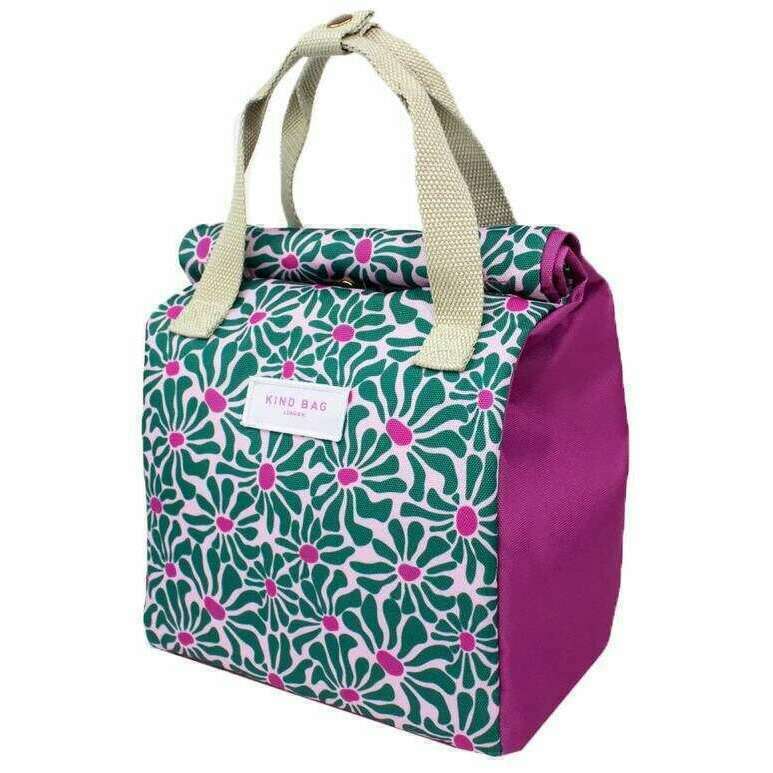 Kind Bag London Lunch Bag - Abstract Flowers Green/Purple - Image 3
