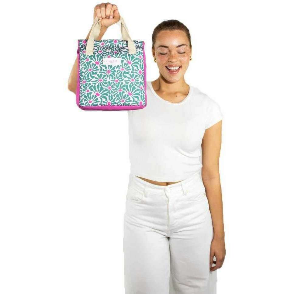 Kind Bag London Lunch Bag - Abstract Flowers Green/Purple - Image 4