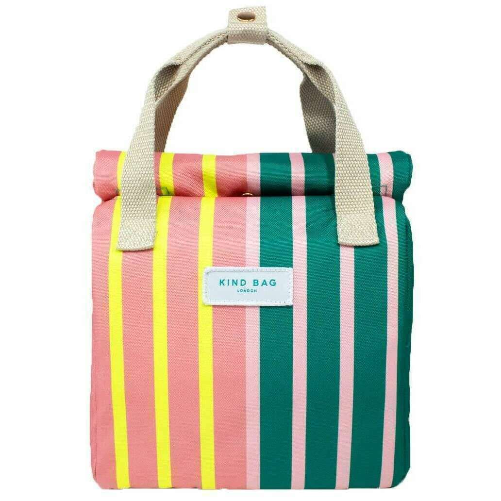 Kind Bag London Lunch Bag - Bi-Colour Stripes Orange/Green