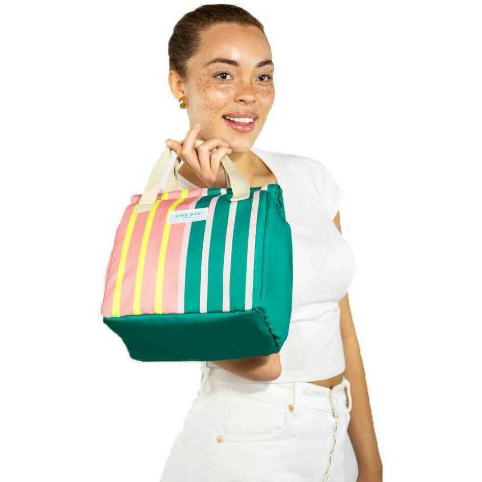 Kind Bag London Lunch Bag - Bi-Colour Stripes Orange/Green - Image 4