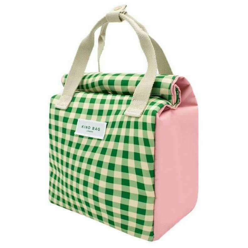 Kind Bag London Lunch Bag - Distorted Gingham Green/Pink - Image 4