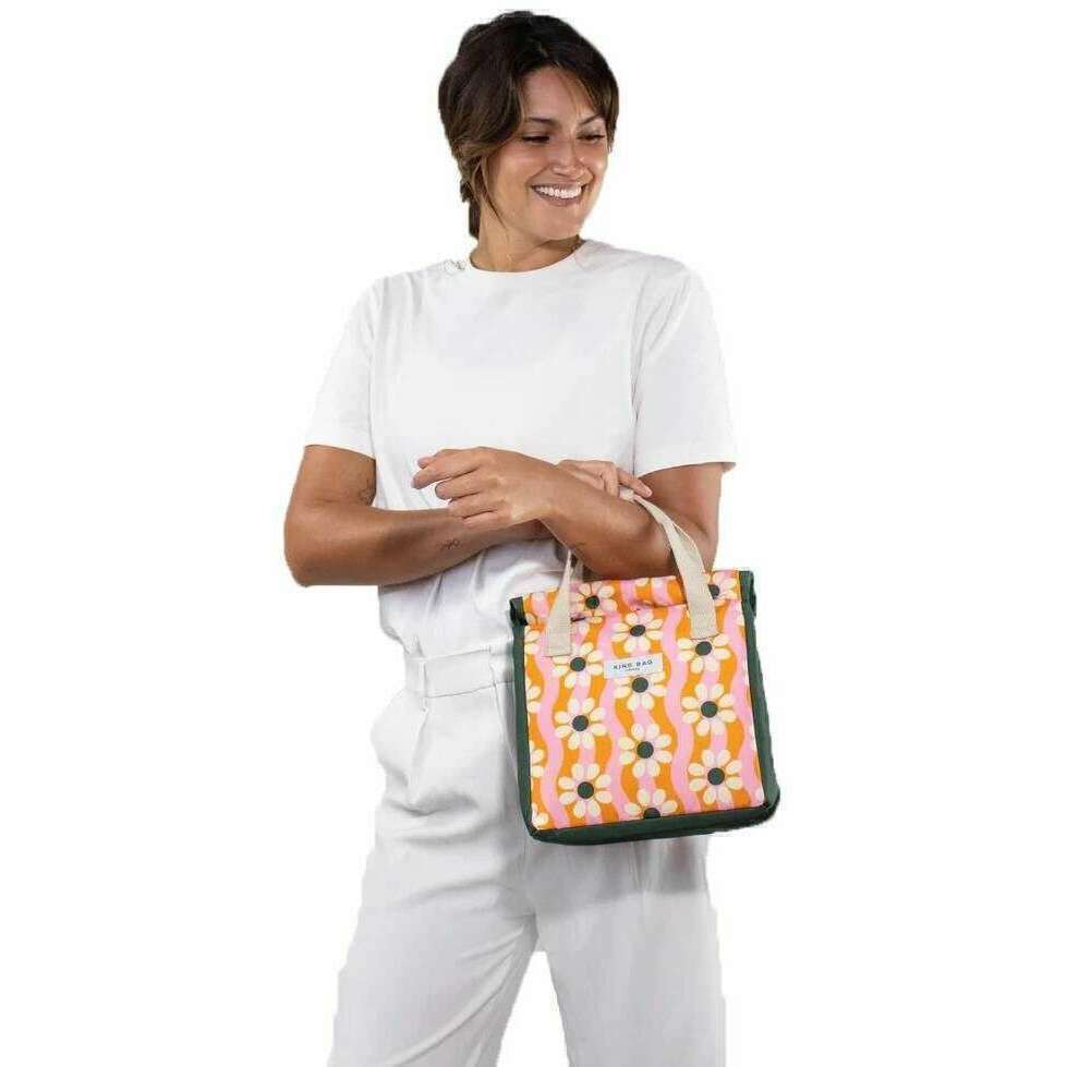 Kind Bag London Lunch Bag - Wavy Daisy Orange/Green/Pink - Image 4