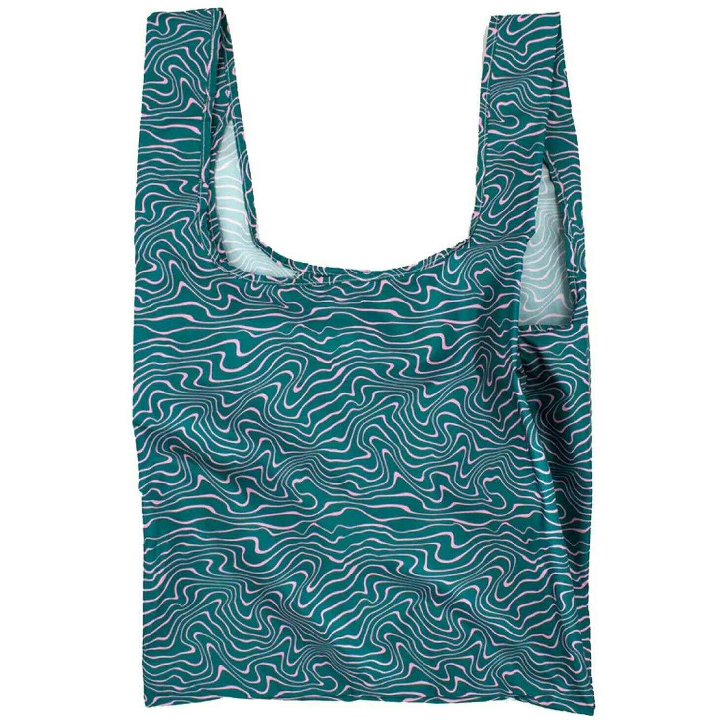 Kind Bag London Medium Reusable Bag - Contours Green/Pink