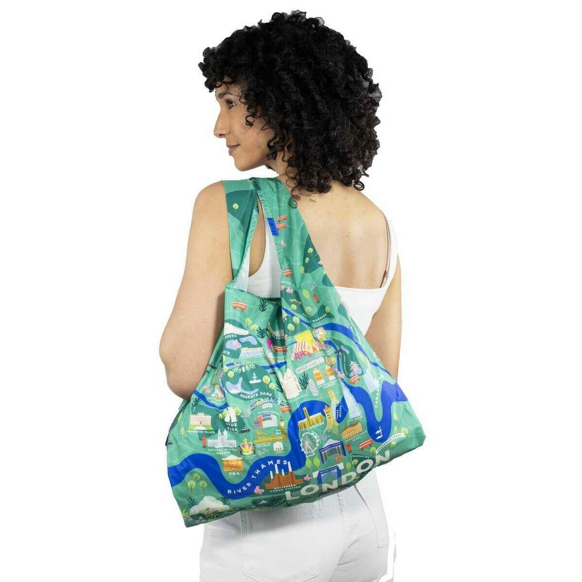 Kind Bag London Medium Reusable Bag - London Map Green - Image 5