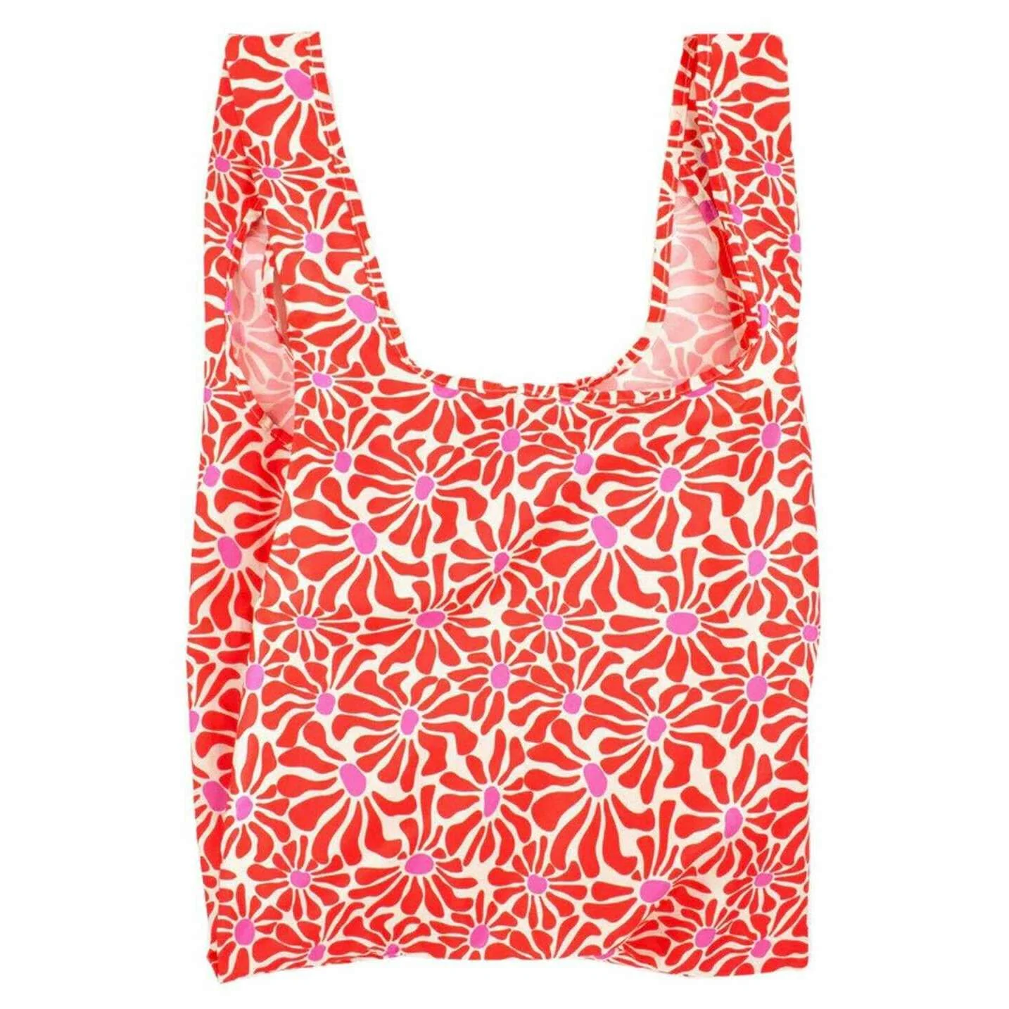 Kind Bag London Medium Reuseable Bag - Abstract Flowers Red
