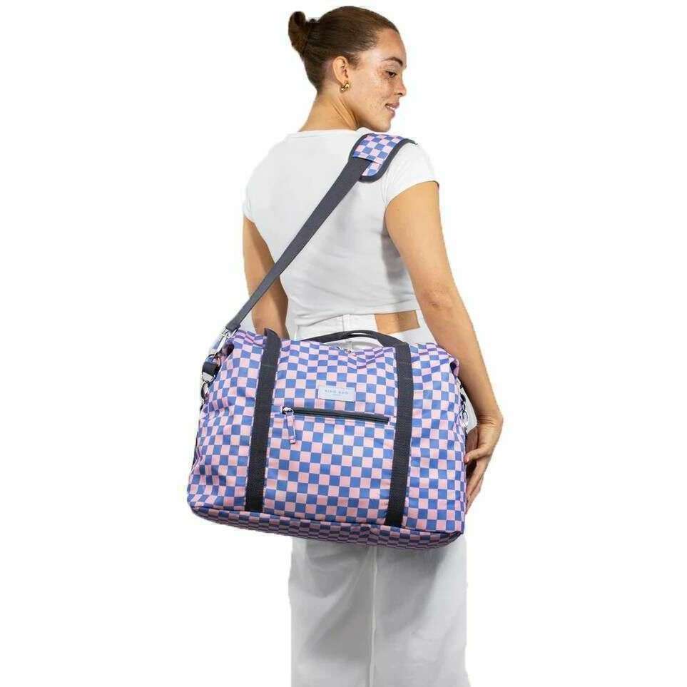 Kind Bag London Weekender Bag - Checkerboard Blue - Image 5