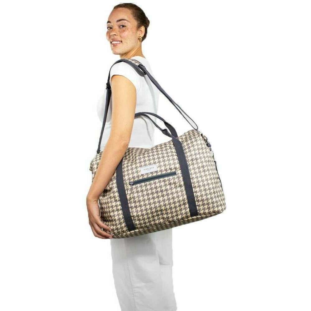 Kind Bag London Weekender Bag - Dogtooth Grey/Cream - Image 5
