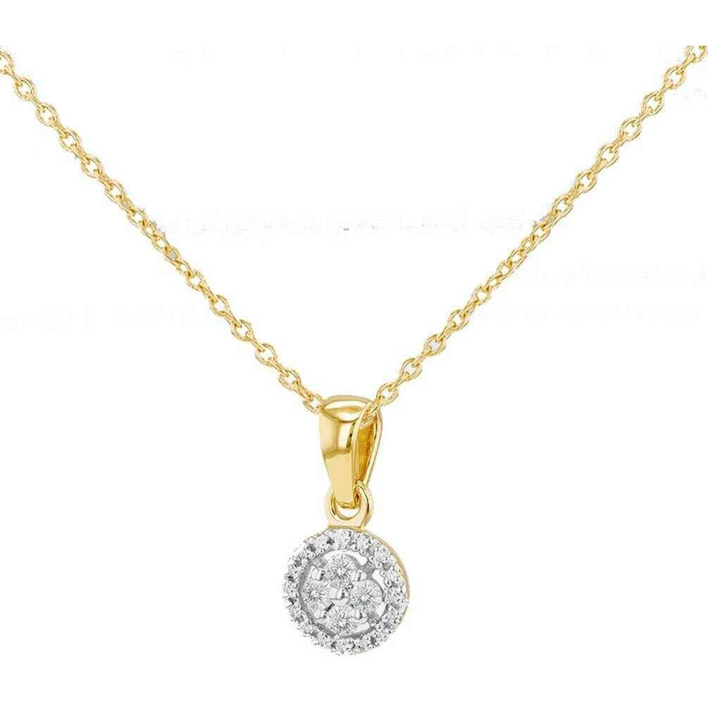 KJ Beckett 0.11ct Lab Created Diamond Halo Necklace - Gold/Clear