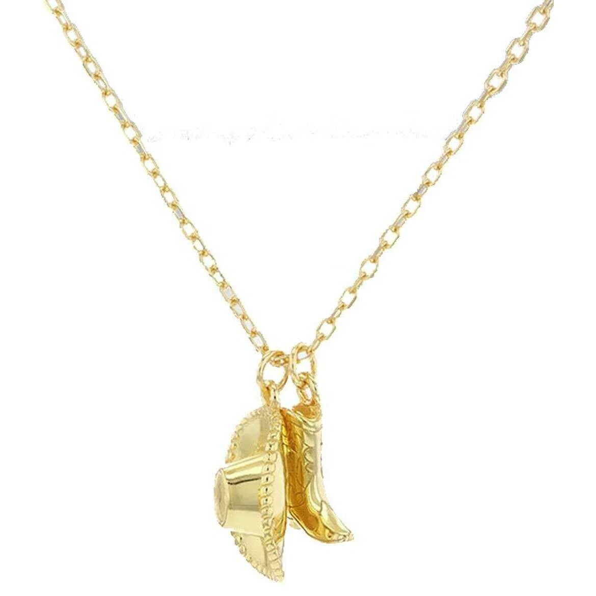 KJ Beckett Cowboy Boot and Hat Adjustable Necklace - Gold