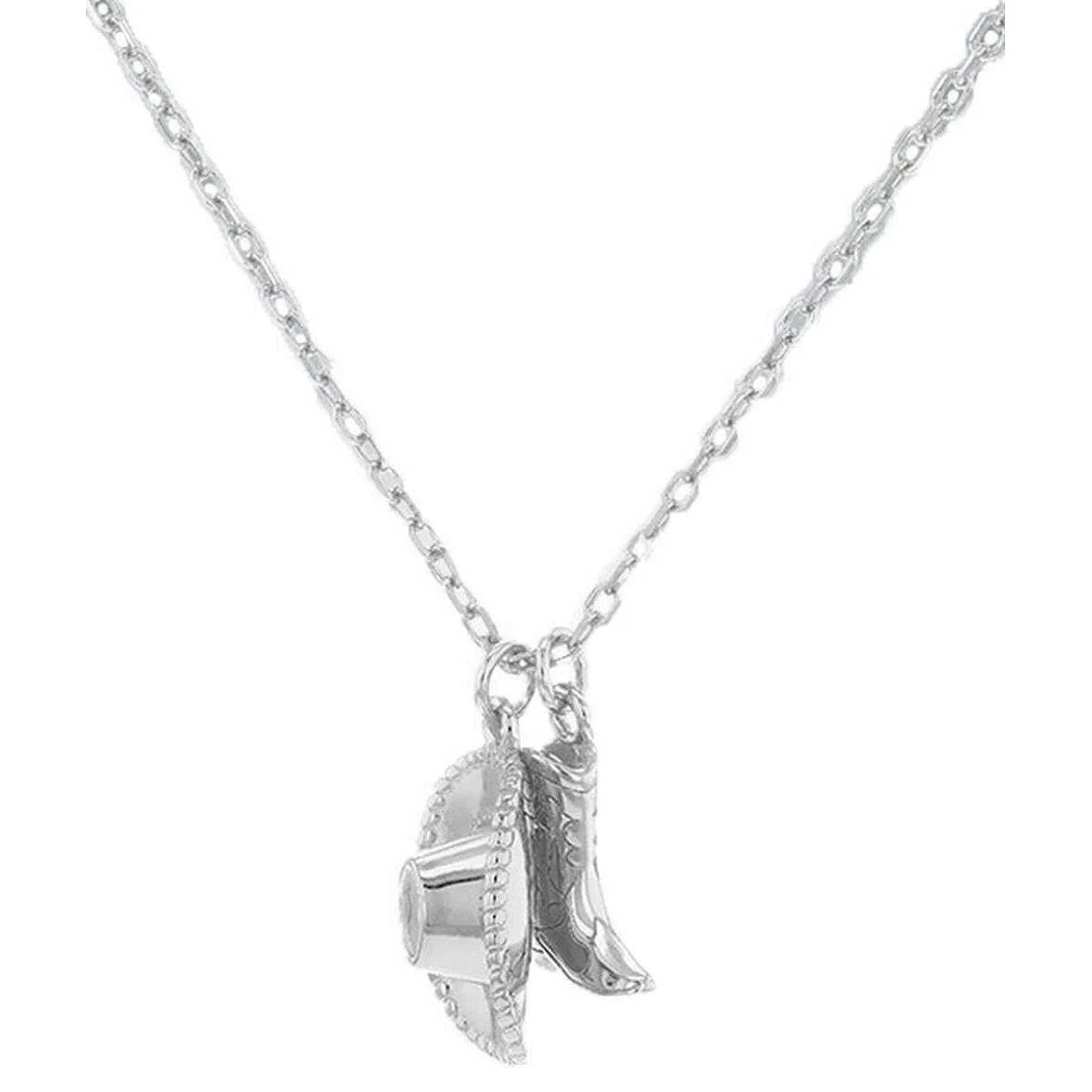 KJ Beckett Cowboy Boot and Hat Adjustable Necklace - Silver