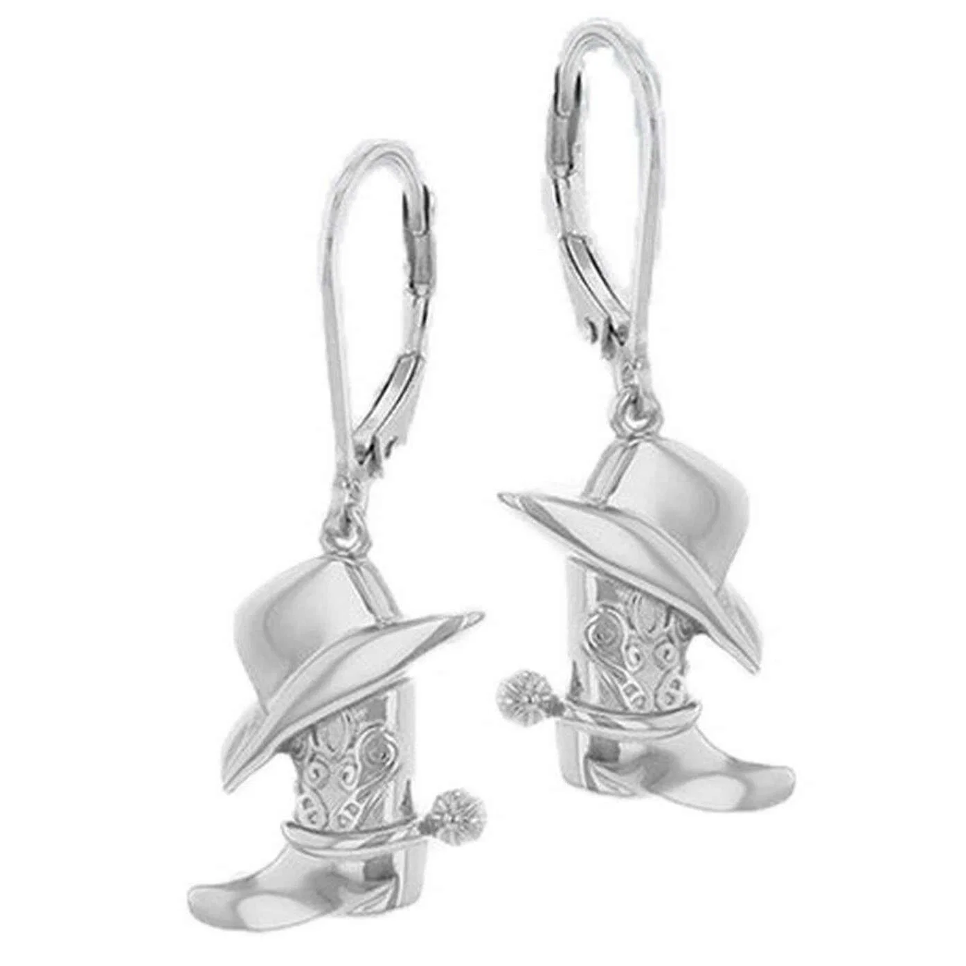 KJ Beckett Cowboy Hat and Boot Lever Back Drop Earring - Silver