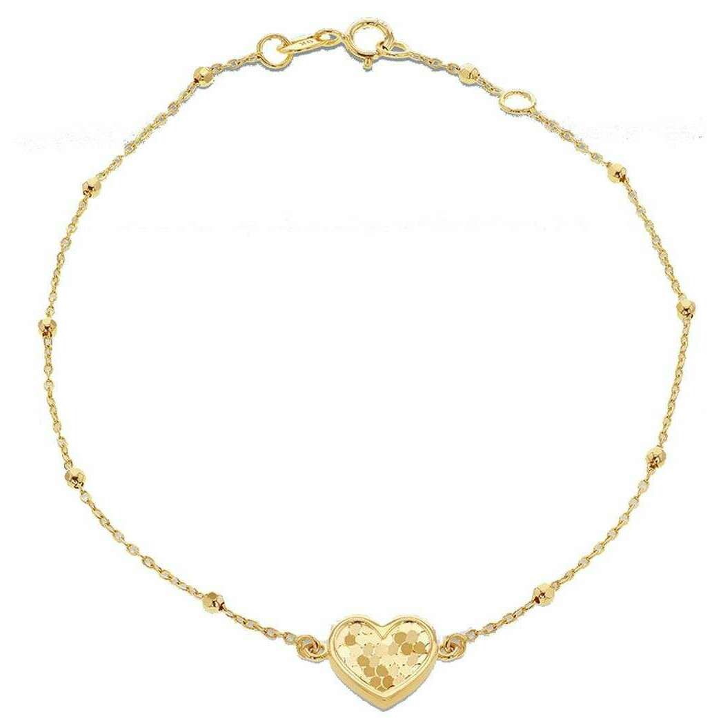 KJ Beckett Disco Heart Adjustable Trace and Ball Bracelet - Yellow Gold