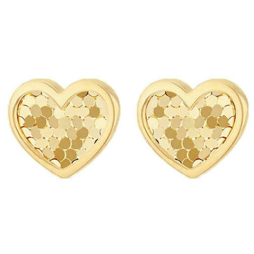 KJ Beckett Disco Heart Stud Earrings - Yellow Gold