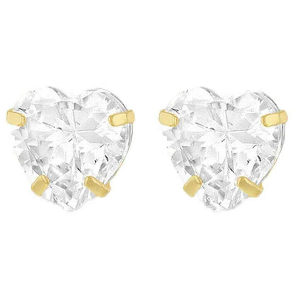 KJ Beckett Heart Earrings - Yellow Gold/Clear