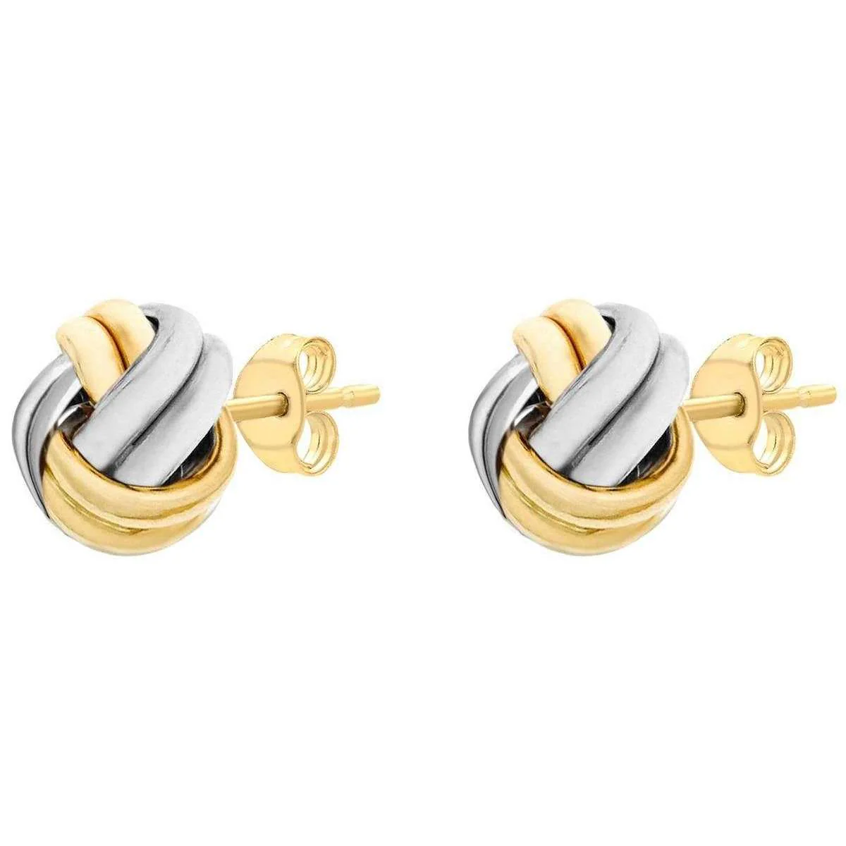 KJ Beckett Knot Stud Earrings - Yellow Gold/Silver - Image 2